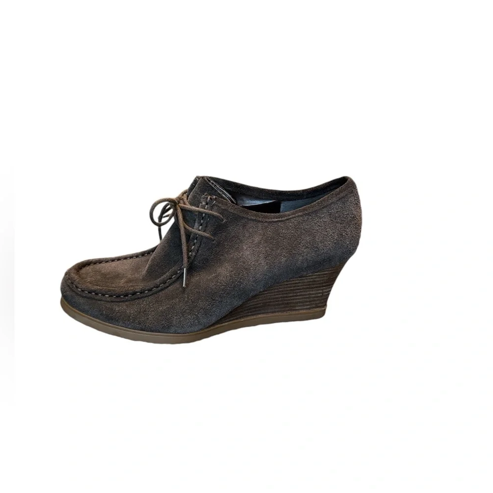 Lauren Ralph Lauren Women’s Denver Wedge Brown Suede Lace‎ Up Booties Size 7.5B